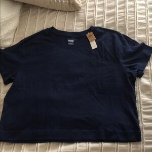 PINK Victoria's Secret Dark Blue Crop Tee